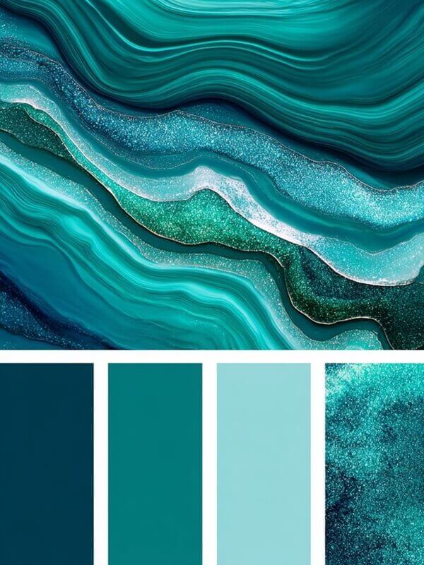 Odstíny barvy Transformative Teal